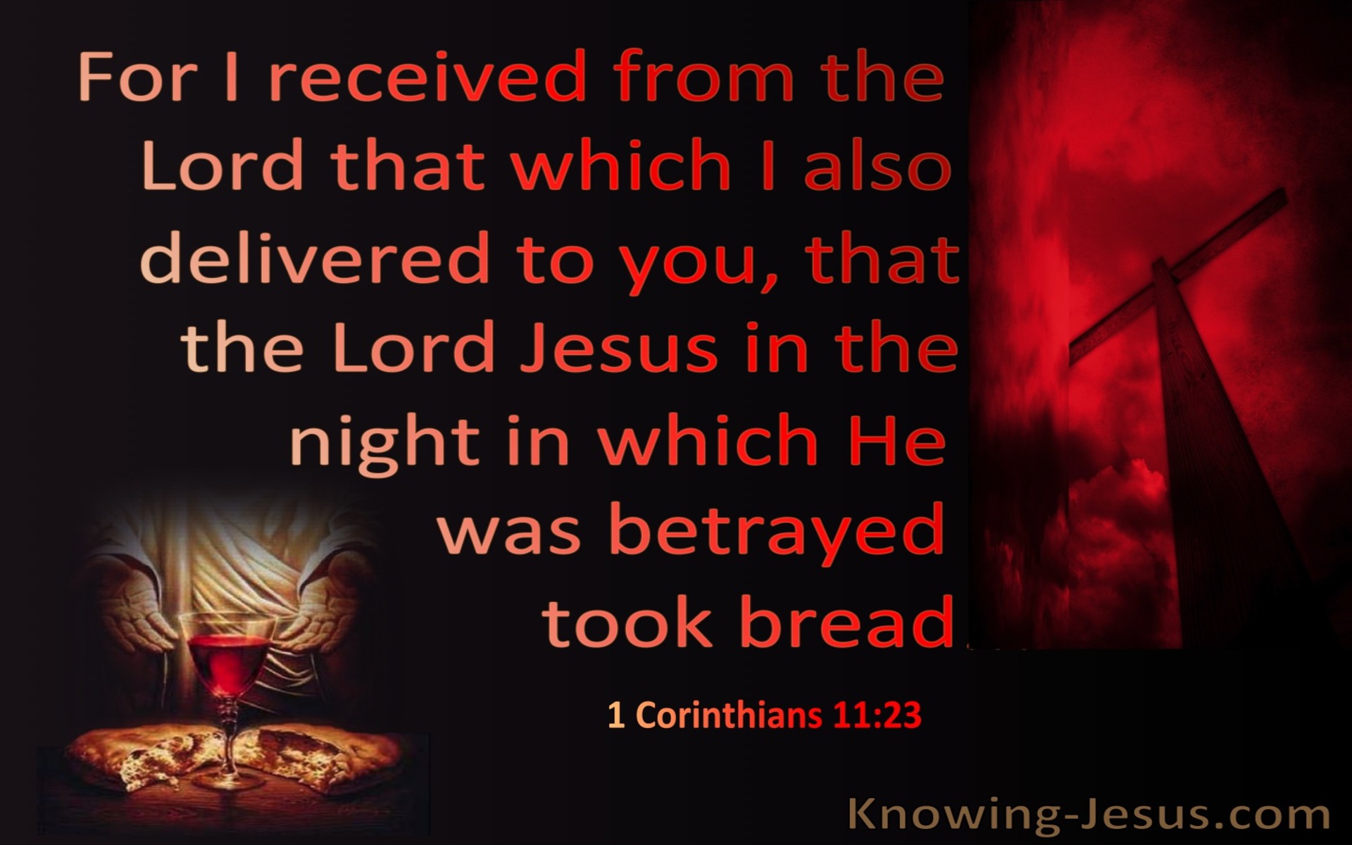 1 Corinthians 11:23 The Night He Was Betrayed Jesus Took Bread (red)